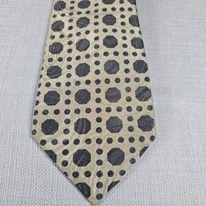 Ketch Classics Mens Geometric Polka Dot Necktie Gold Black Made in USA Wide Tie